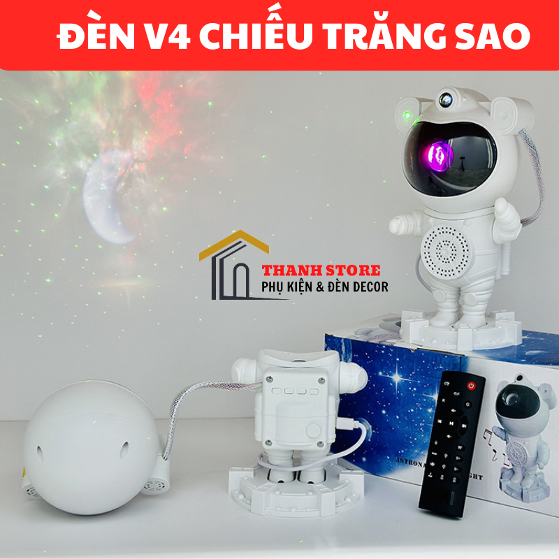Đèn phi hành gia loa trăng V4 mới nhất 2023, Nháy theo nhạc có Loa bluetooth hình phi hành gia