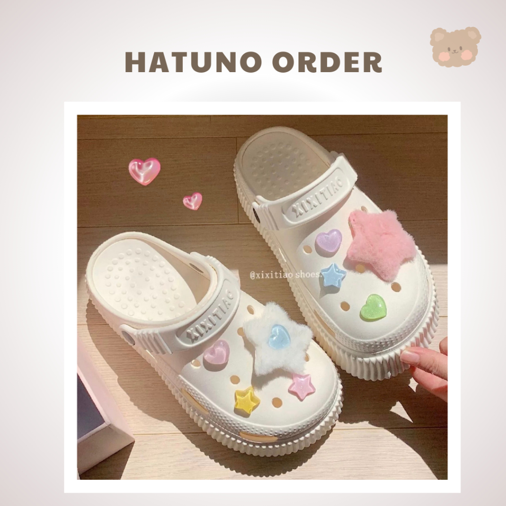 Dép sục độn đế crocs nữ kèm sticker sao siêu cute chuẩn xixitiao - Hatuno order
