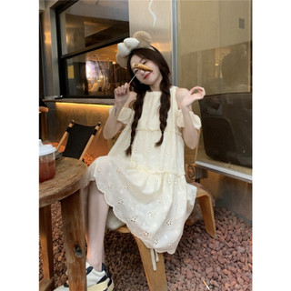 Váy đầm babydoll tay phồng hở vai thắt nơ sau lưng freesize V28