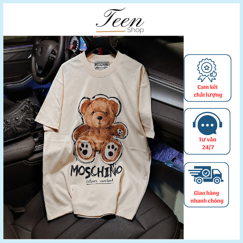 Áo Thun Gấu Moschino Form Rộng Tay Lỡ Vải , Áo Phông Local Brand Unisex Nam Nữ Cotton 100% Thoáng Mát
