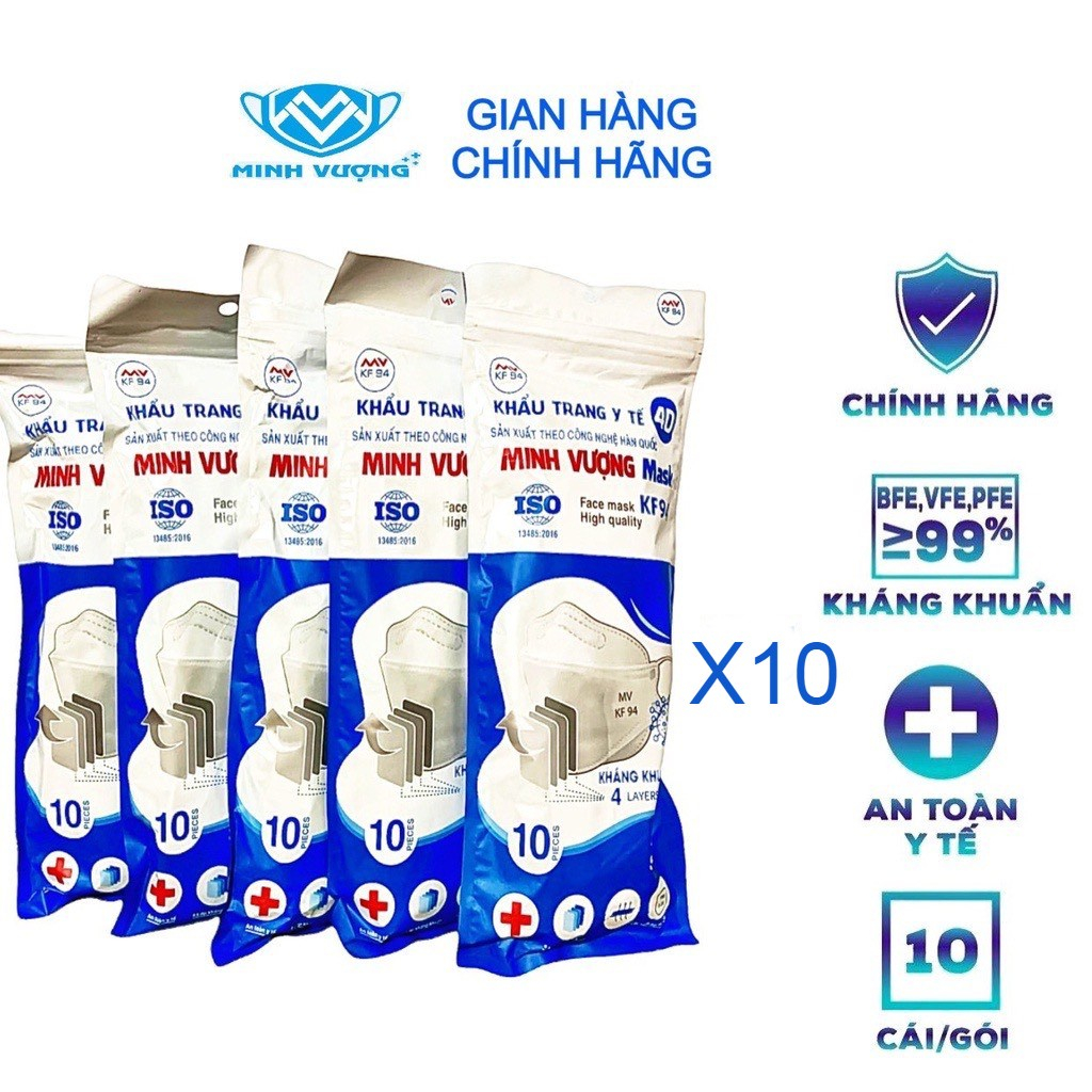 Khẩu Trang 4D Minh Vượng KF94  4 Lớp