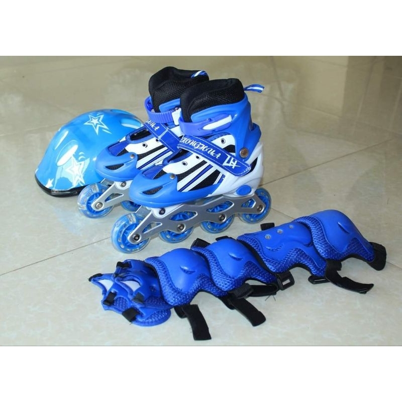 Giày Trượt patin Trẻ Em bánh xe phát sáng tặng bộ bảo hộ chân tay