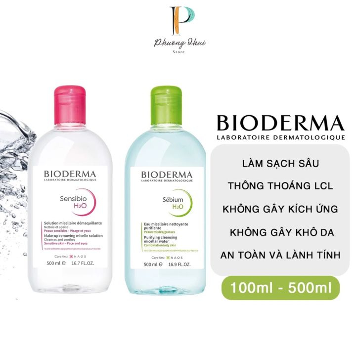 Nước tẩy trang bioderma 500ml cho da dầu, da khô và da nhậy cảm