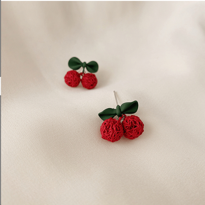 Bông tai khuyên tai nữ cherry đỏ dễ thương xinh xắn