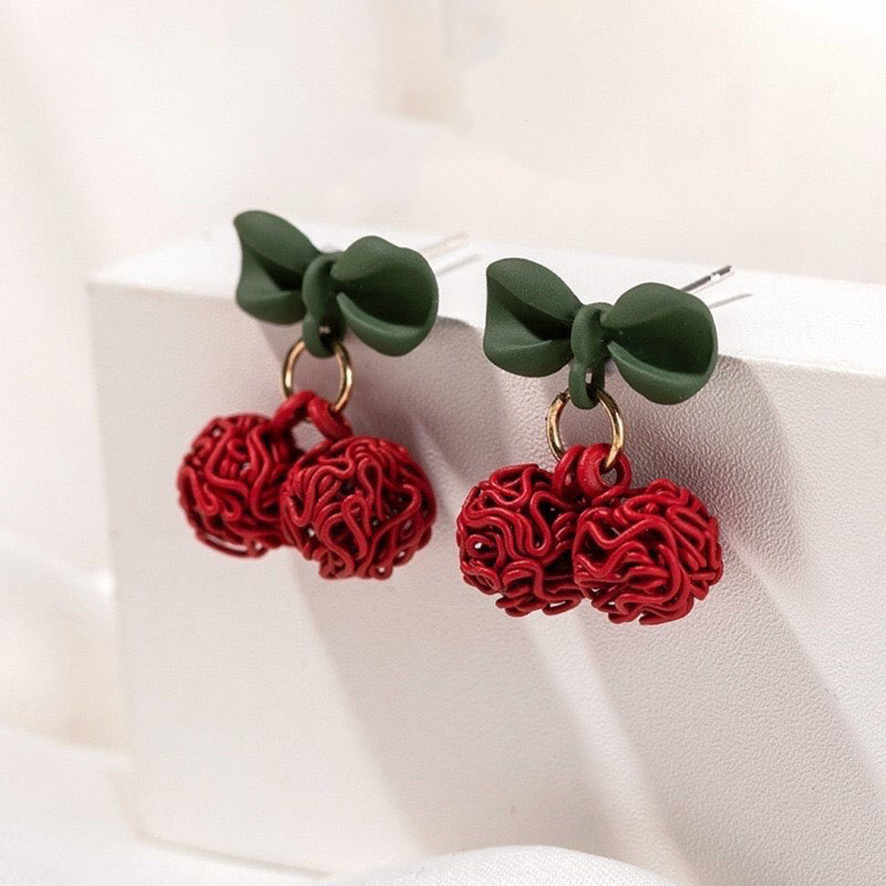 Bông tai khuyên tai nữ cherry đỏ dễ thương xinh xắn