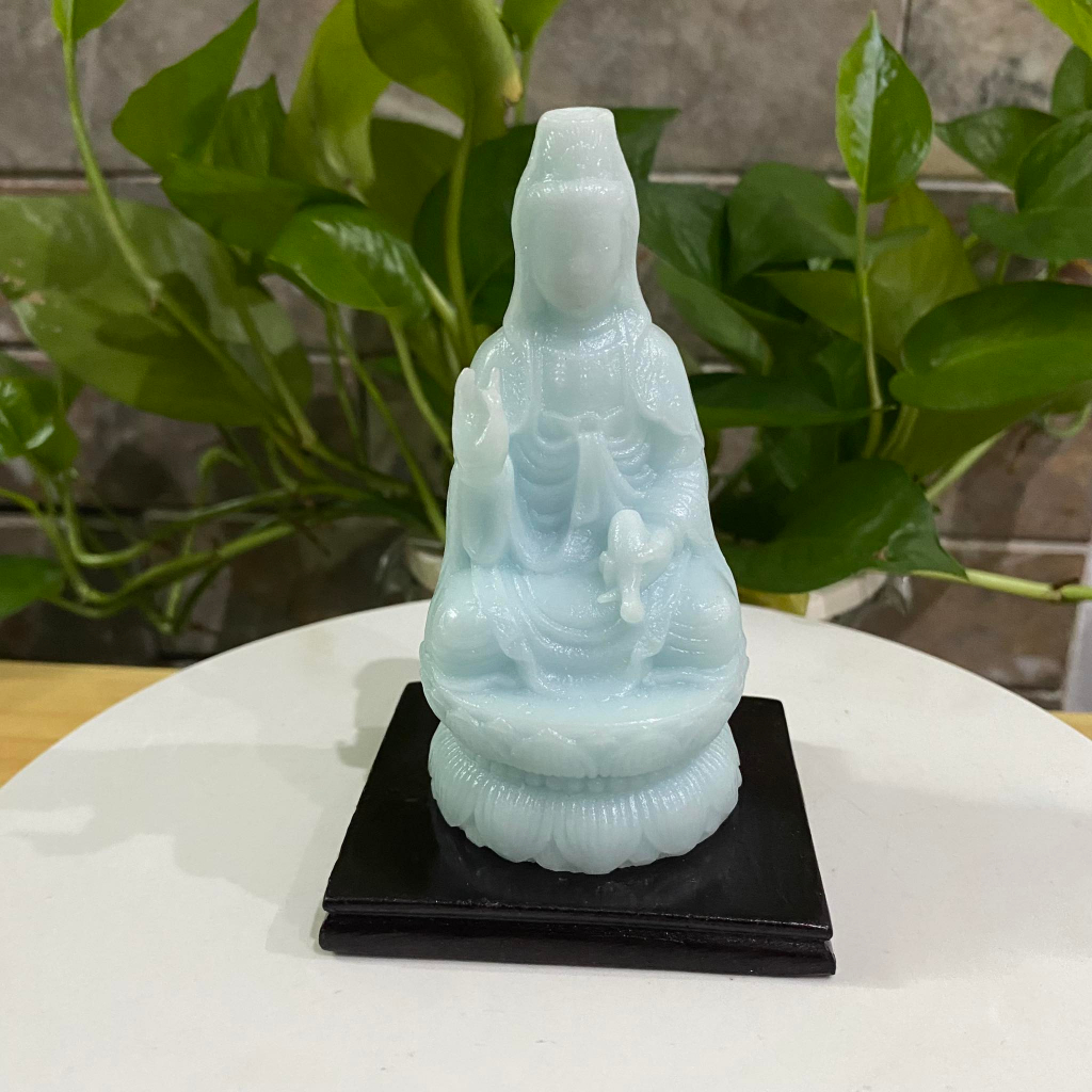 Tượng Quan Âm màu xanh cao 12 cm chỉ 69k