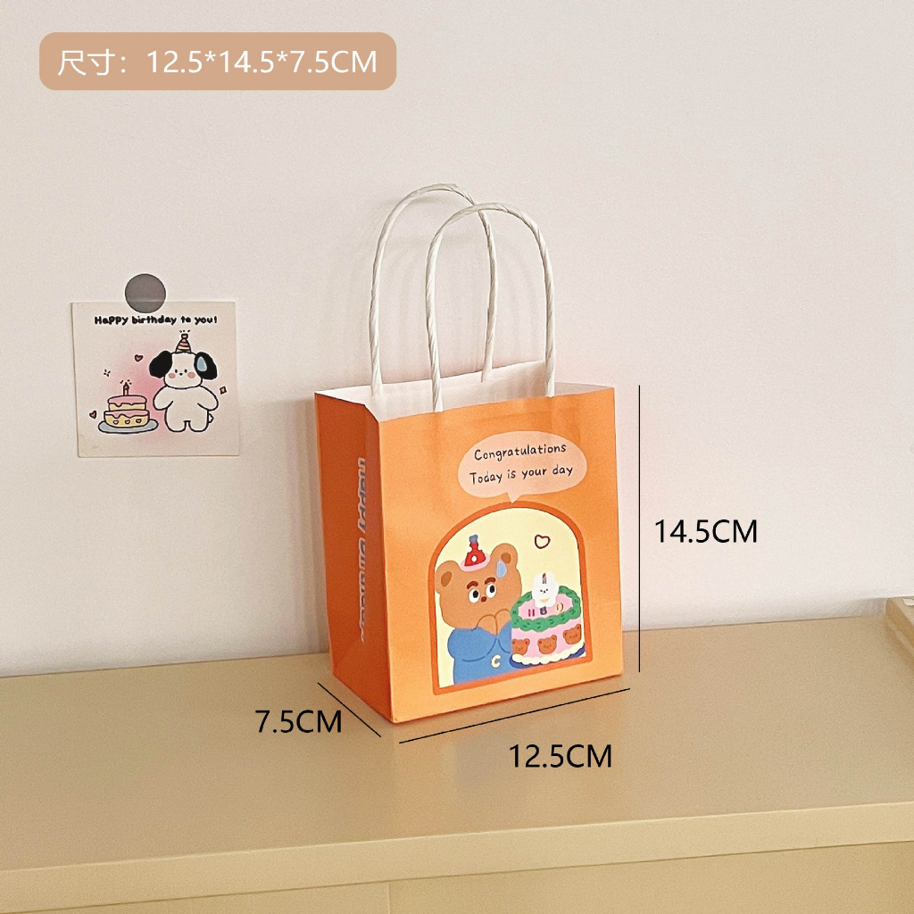 Túi Giấy, Túi Đựng Quà Sinh Nhật Happy Birthday Hình Gấu Cún Dễ Thương Tiện Lợi Cute