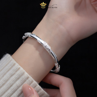  Kiềng Tay Bạc S9999 Liên Hoa Freesize - AMOOI SILVER AT132 