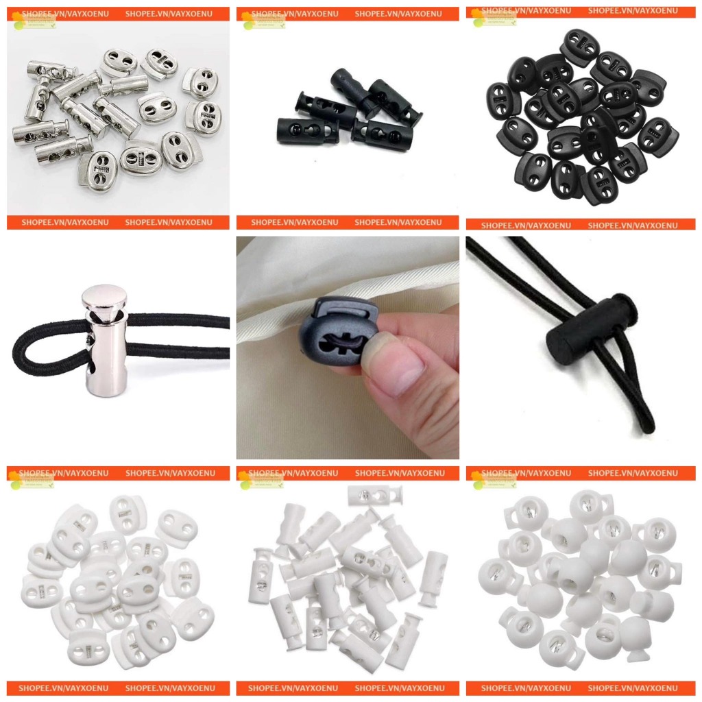 Set 10 Chiếc Nút Chặn Dây Rút, Chốt Chặn Dây Đeo Quai Nón, Chốt Tăng Giảm Cho Dây Rút, Dây Quai Nón