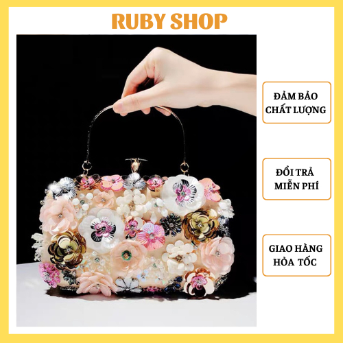Ví cầm tay ví đi tiệc đính hạt kim sa sang trọng quý phái dành cho nữ mẫu mới 2023 MSP113 - RUBY SHOP