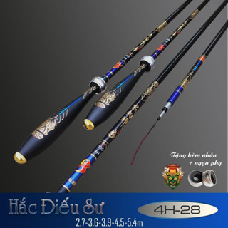 Cần câu tay Hắc Điếu Sư 4H 28i kèm ngọn +phao trục giá rẻ (không tặng nhẫn)-Cần câu tay câu đơn 4h chuyên rô diếc