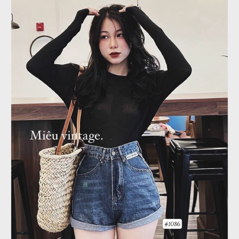 Quần Short Jean Nữ Bigsize Lưng Cao Phối Kiểu Viền Tua 2 Bên Ms1086