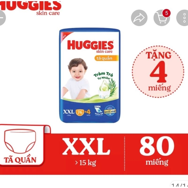 Tã quần huggies M120 L104 XL88 XXL80