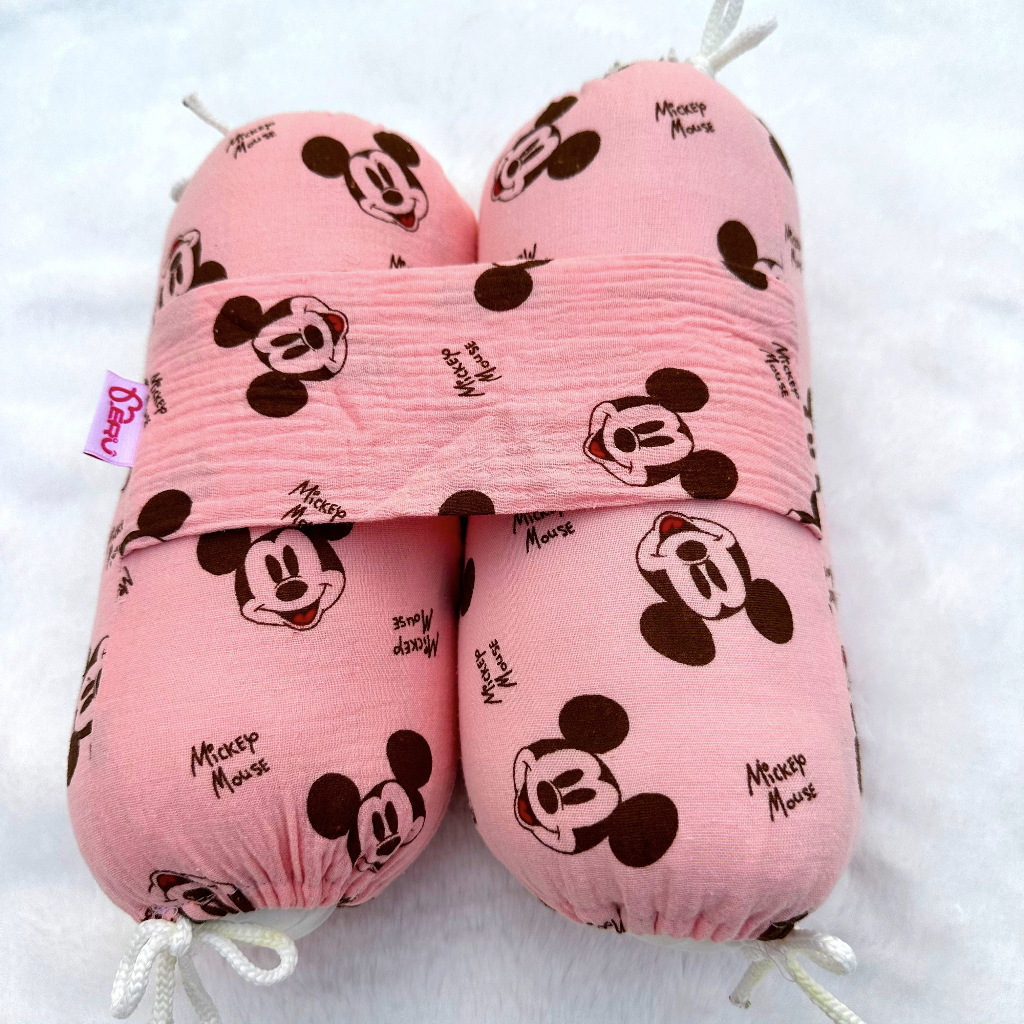 Bộ gối chặn sơ sinh chặn xô muslin ruột bông tự nhiên tránh giật mình cho bé