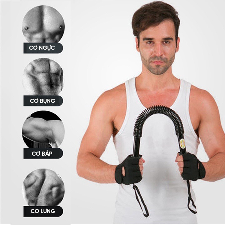 Thanh Lò Xo Titan Màu Đen Tập Cơ Tay Cơ Ngực Cơ Vai Loại 20kg, 30kg, 40kg, 50kg, 60kg