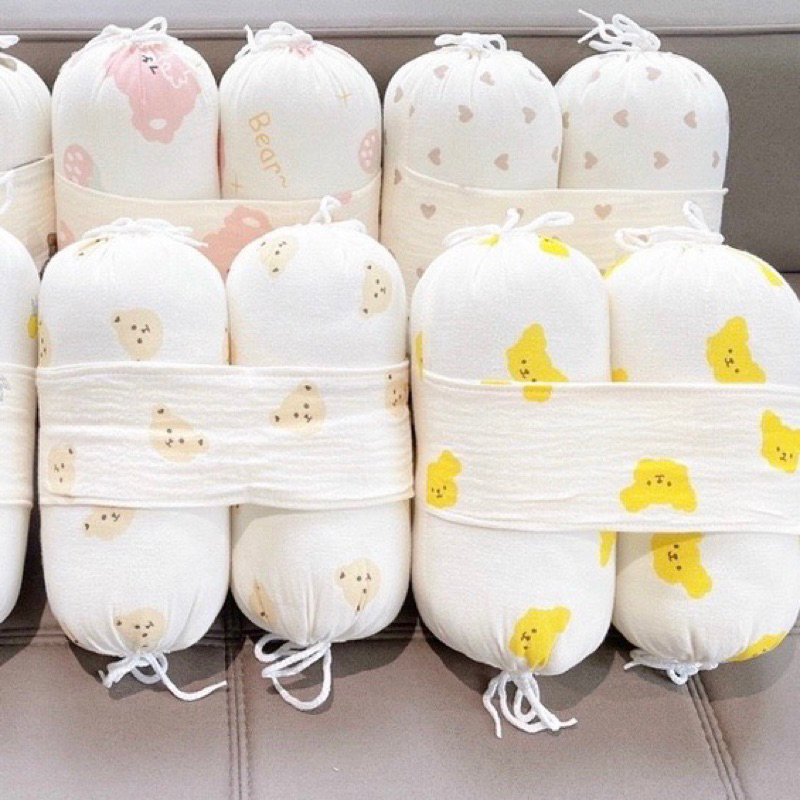 Bộ gối chặn sơ sinh chặn xô muslin ruột bông tự nhiên tránh giật mình cho bé