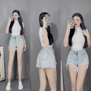 Quần sooc Bò Rách hàng New Kèm ảnh thật Shop Chụp Lên Dáng Có BigSize