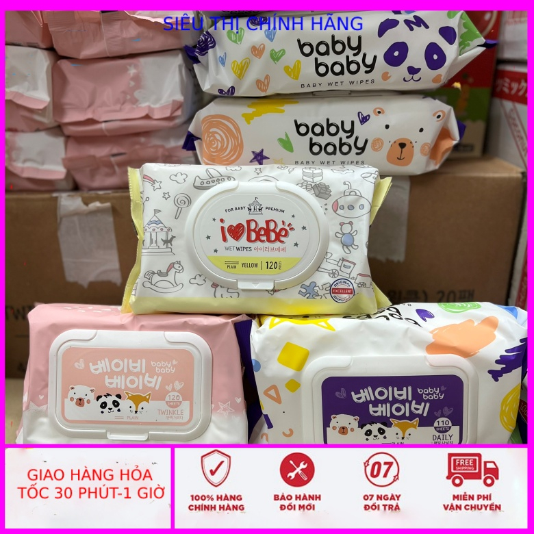 Khăn ướt Hàn Quốc cho bé Baby Baby/ I love Bebe 120 miếng
