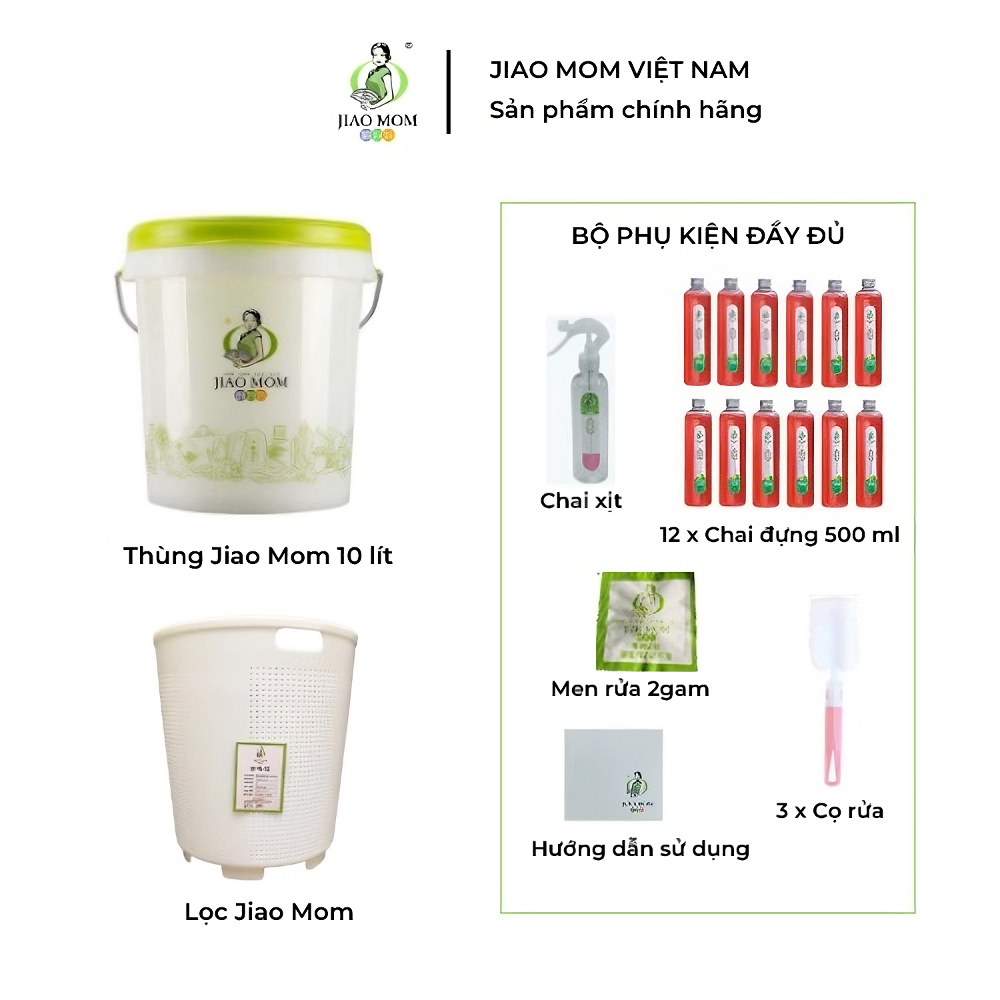 Thùng Enzyme, kombucha Jiao Mom + kèm lưới lọc của Jiao Mom, Vital enzyme, giấm, lên men tự nhiên