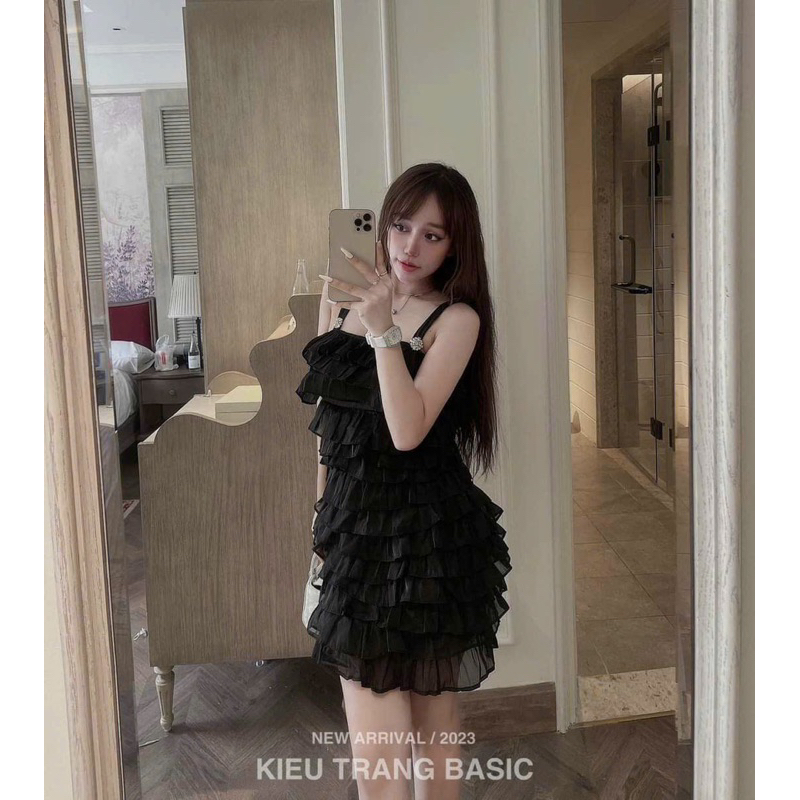 Váy Hai Dây Xếp Tầng Đính Đá Mã AS1230