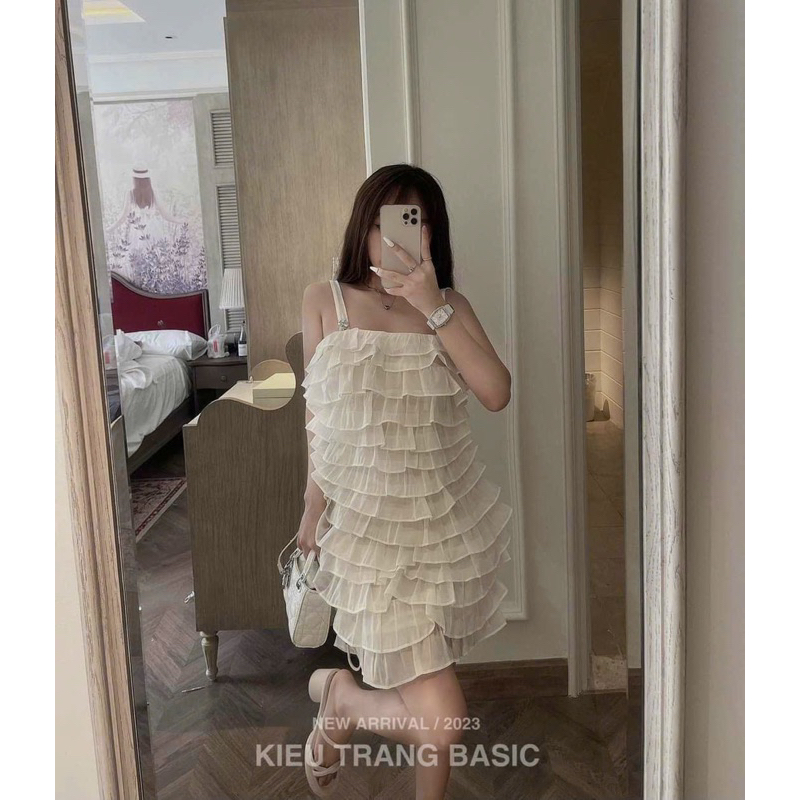 Váy Hai Dây Xếp Tầng Đính Đá Mã AS1230