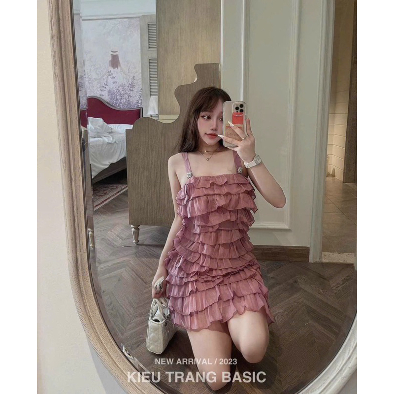 Váy Hai Dây Xếp Tầng Đính Đá Mã AS1230