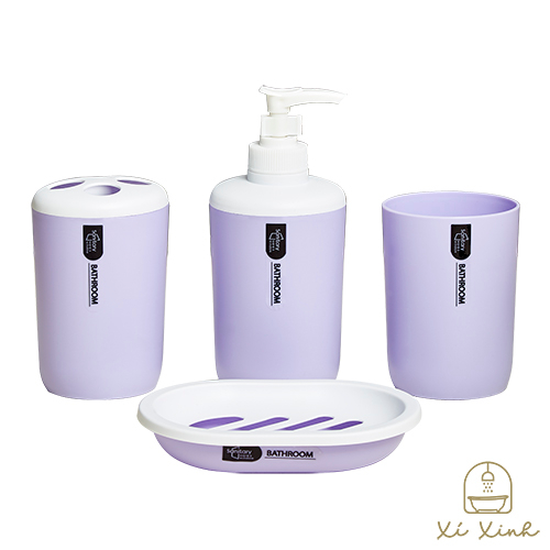 Bộ Dụng Cụ Nhà Tắm Xí Xinh 4 Món Với Chất Liệu Nhựa Cao Cấp, Màu Tím 2002012
