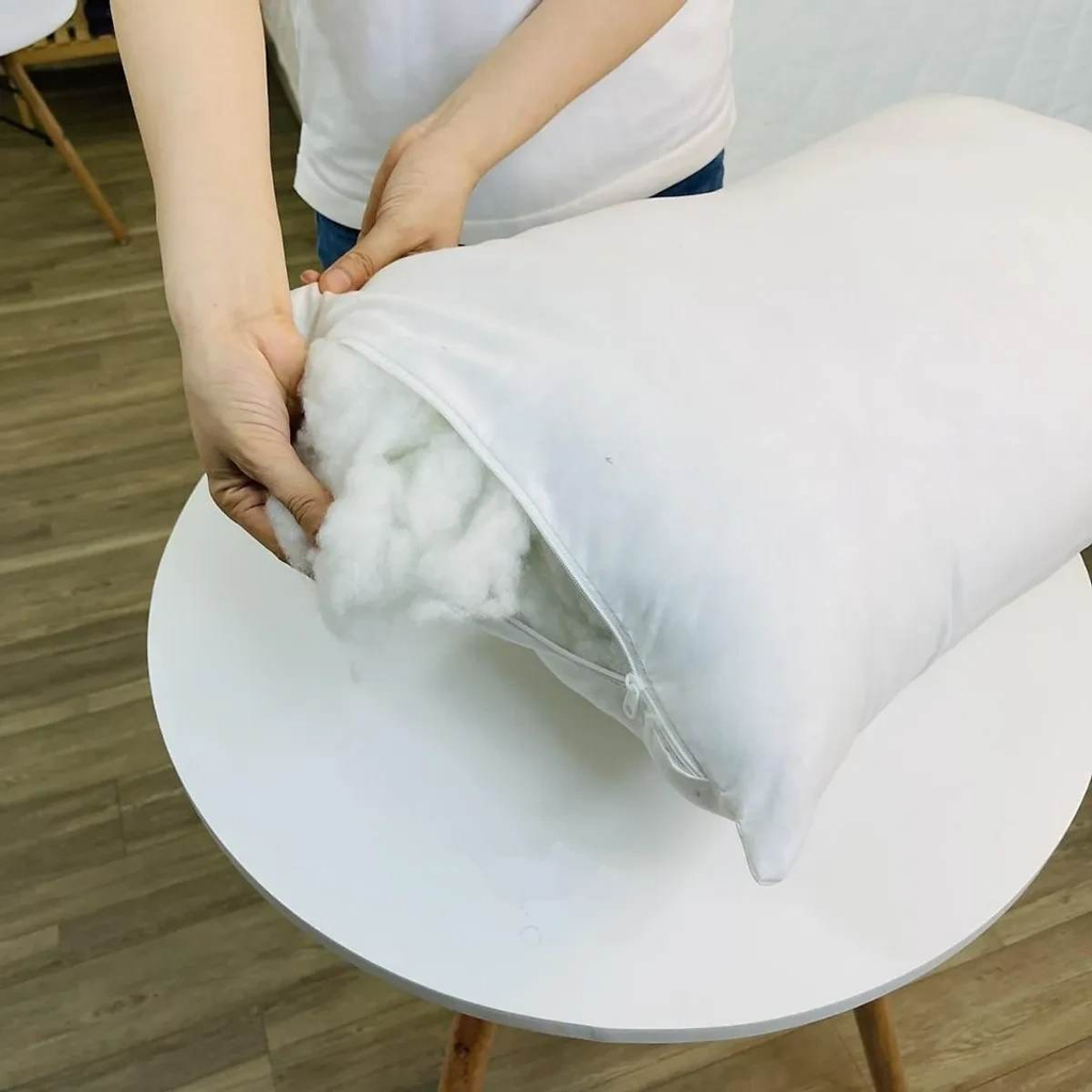 Ruột gối đầu bông hạt tinh khiết trắng có khóa kéo đủ kích thước người lớn trẻ em 45x65 50x70 Dory Decor