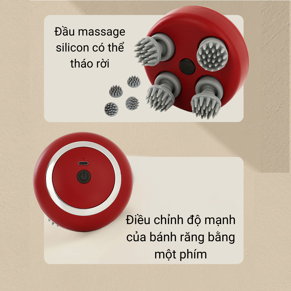Máy massage đầu chạy điện không dây đa năng chống thấm nước giúp thư giãn đầu vai gáy