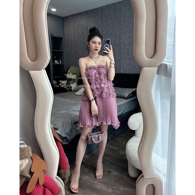 Váy tơ sun bồng bềnh hồng tím xinh xắn Kim Anh Bùi