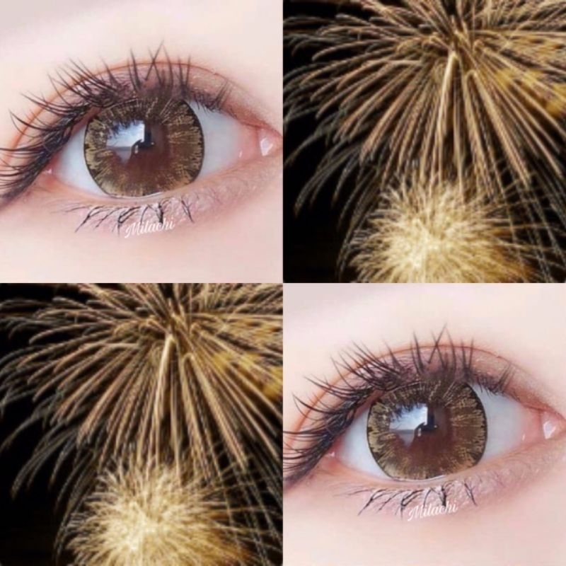 Lens nâu - kính áp tròng vân đá long lanh giãn vừa 0 độ tặng khay đơn