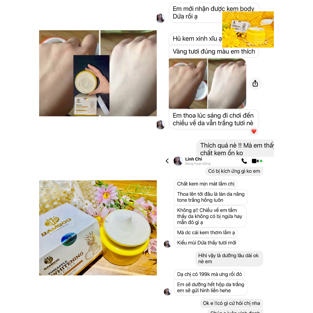 Kem Body PINEAPPLE WHITENING CREAM BAMBOO