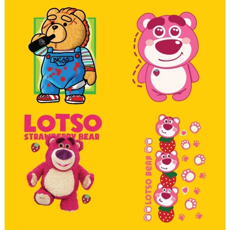 Hình ủi ép nhiệt, in áo. Mẫu Gấu Lotso Hồng GH3 size 10-28cm