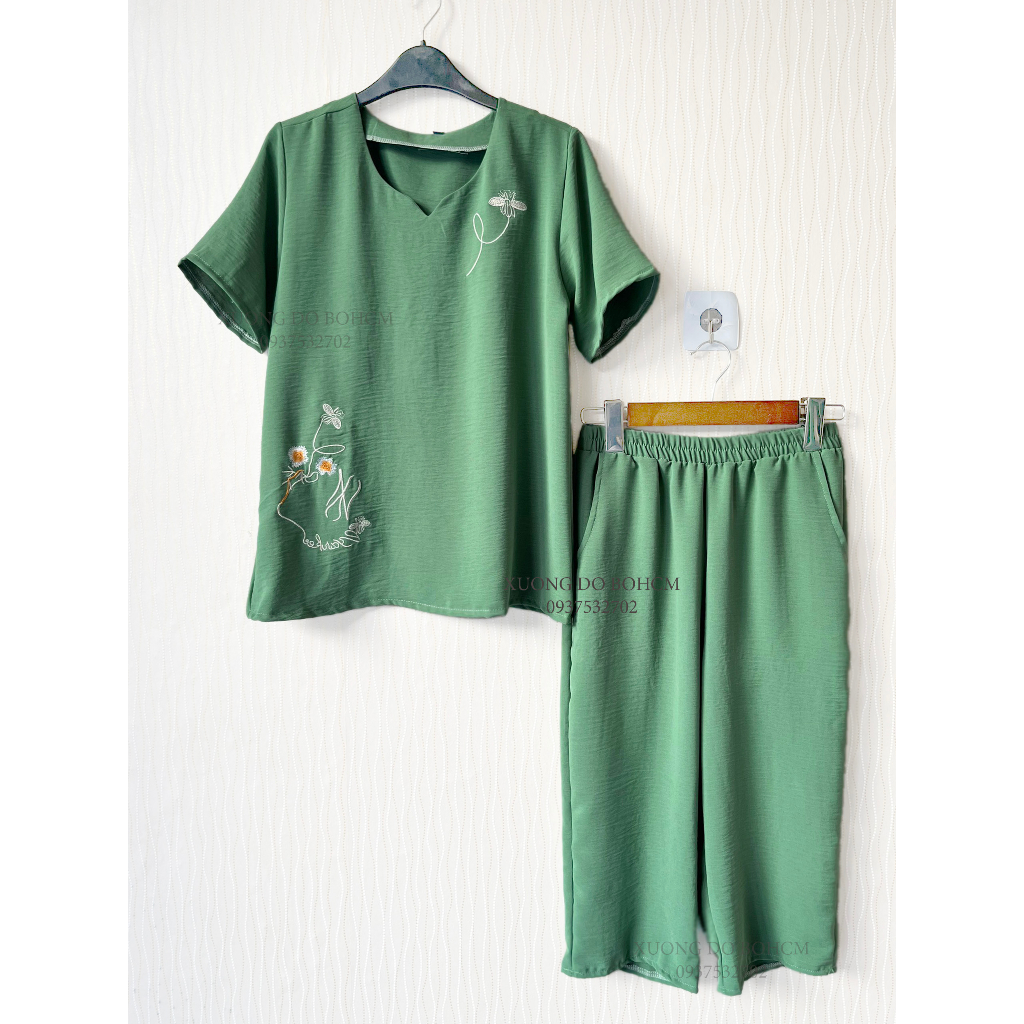 Bộ đũi lửng mặc hè trung niên-Bộ mặc nhà trung niên cho mẹ- Đồ bộ mặc hè trung niên- Đủ sắc, đủ size 40-65kg