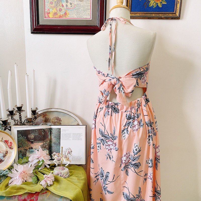 Đầm maxi hoa cột dây