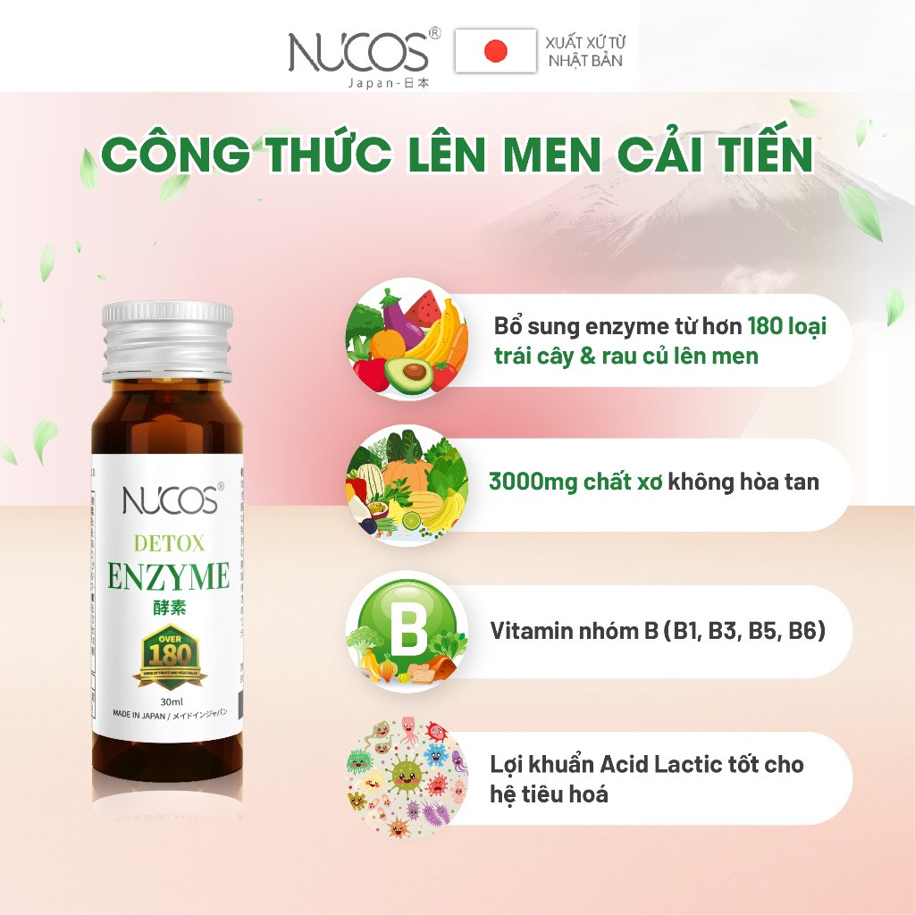 Detox thải độc cải thiện vóc dáng Nucos Detox Enzyme 30ml x 10 chai