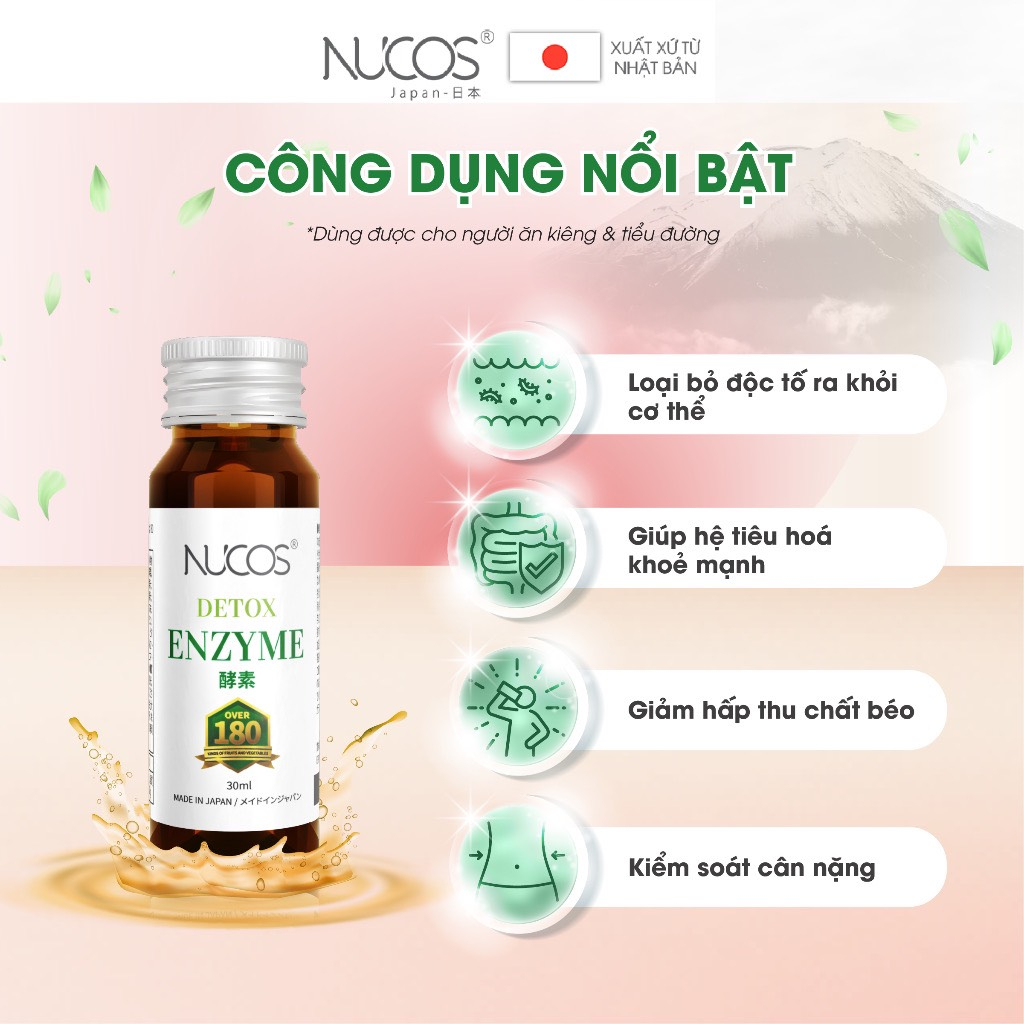 Detox thải độc cải thiện vóc dáng Nucos Detox Enzyme 30ml x 10 chai