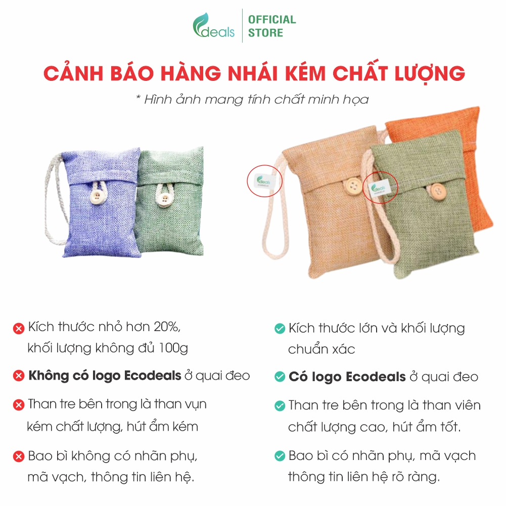 Than Tre Hoạt Tính Hút Mùi, Chống Nấm Mốc, Vi Khuẩn ECODEALS