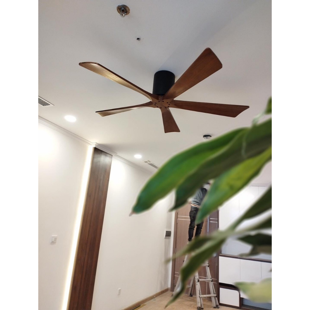 Quạt trần cho trần thấp,Quạt cho chung cư tập thể thấp có điều khiển từ xa 6 tốc độ mát có đảo chiều