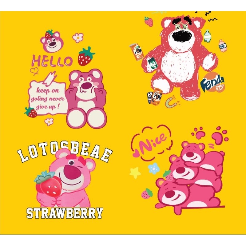Hình ủi ép nhiệt, in áo. Mẫu Gấu Lotso Hồng GH5 size 10-28cm