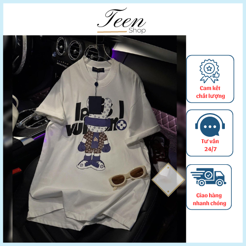 Áo Thun LV Thỏ Form Rộng Tay Lỡ Vải , Áo Phông Local Brand Unisex Nam Nữ Cotton 100% Thoáng Mát