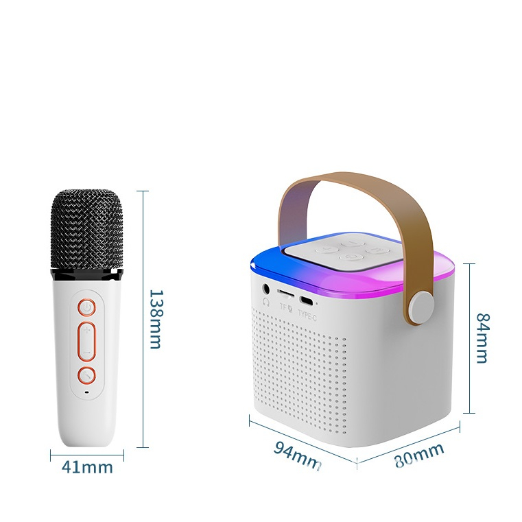 Loa bluetooth mini karaoke kèm 2 mic không dây K12 có cổng cắm tai nghe công suất 13W - Bảo hành chính hãng 06 Tháng