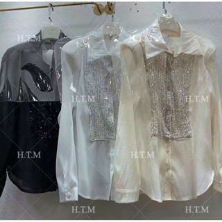  Áo Sơ Mi Voan Phối Kim Sa Tay Dài 60-90kg   Big Size Huỳnh Ngọc   