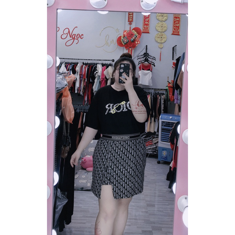 BIG SIZE Set Váy Áo Thun 60-90kg