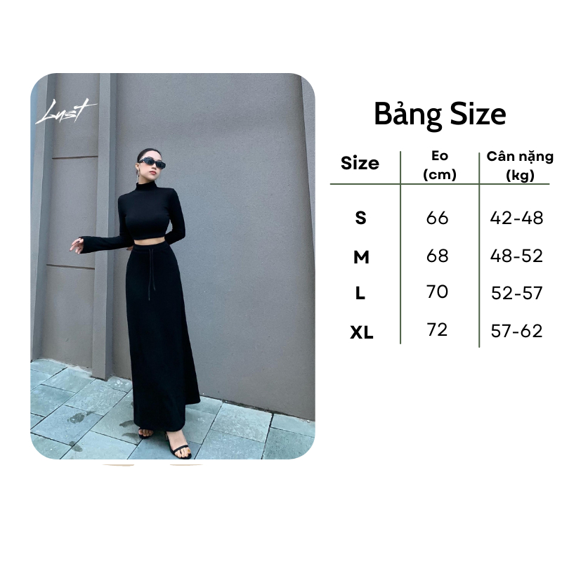 Chân Váy hàng thiết kế Dáng dài có Dây rút -Xuongsihuyenhung-MS022