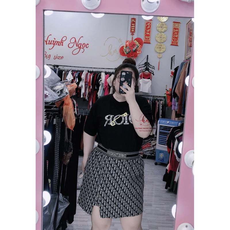 BIG SIZE Set Váy Áo Thun 60-90kg