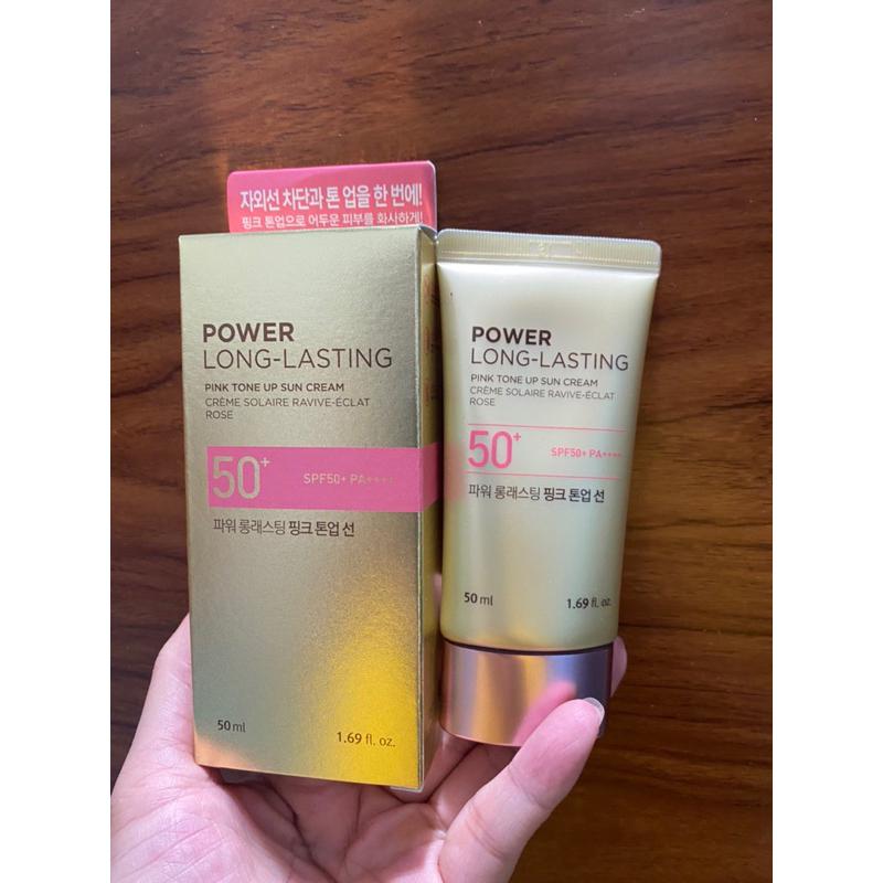 Kem chống nắng nâng tông The Face Shop trang điểm dưỡng da Power Long Lasting Pink Tone Up Sun Cream SPF50+PA+++ 50ml