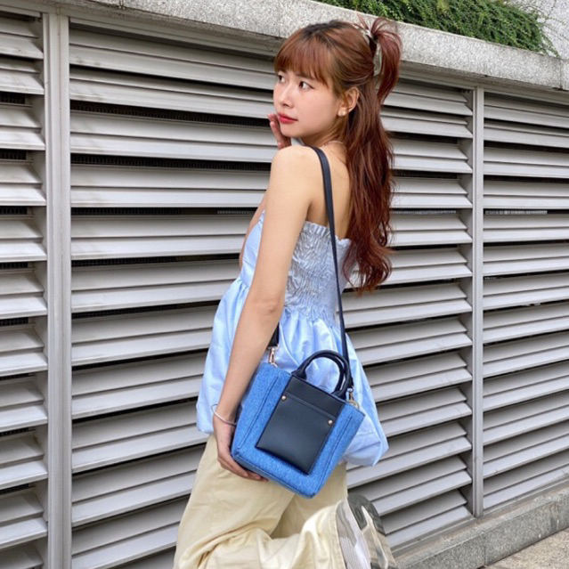 Túi Vuông Denim mini đeo chéo du lịch dễ thương