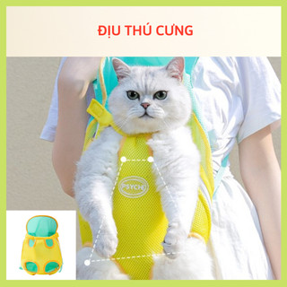 Địu chở thú cưng chó mèo vải PVC thoáng khí màu sắc