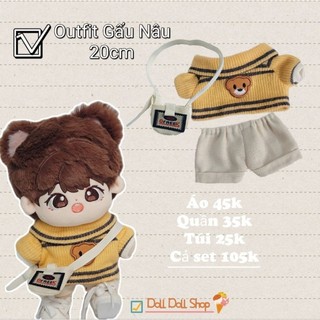 Set outfit áo thun, quần cho doll 20cm